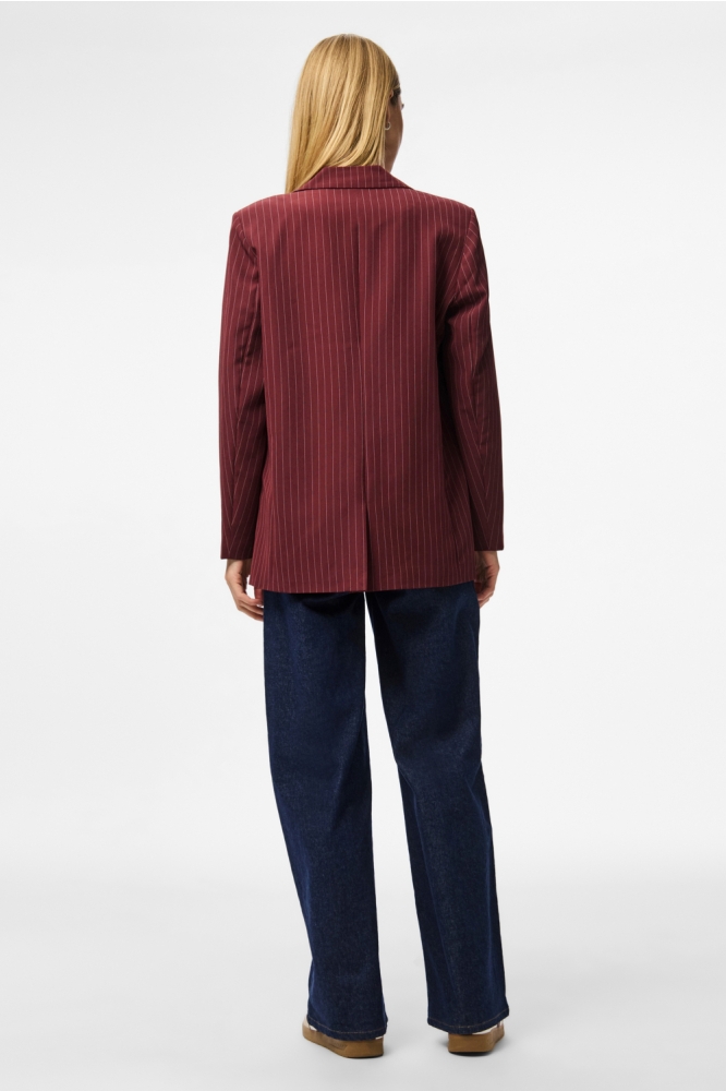 PCBOZZY LS LOOSE STRIPED BLAZER NOO 17130374 Tawny Port/PINSTRIPE